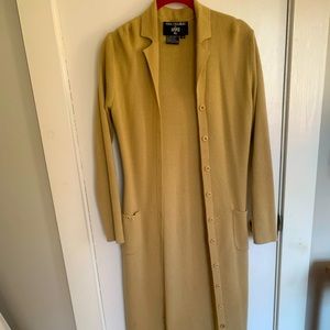 Floor length tan cardigan sweater